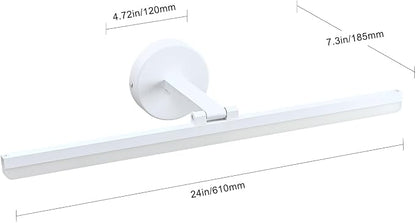 Matte White Bathroom Vanity Light Fixtures Over Mirror 24inch Rotatable Modern LED Vanity Lights Modern Wall Sconce (White Light 6000K)