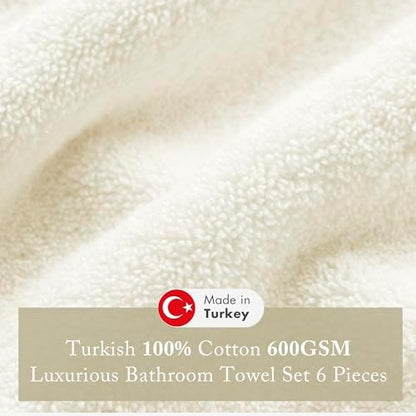 Madison Park 100% Turkish Cotton 600 GSM Bath Towel Set, 6 Piece, Natural