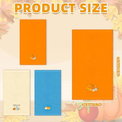 JarThenaAMCS 3Pcs Fall Pumpkin Hand Towels Cotton Embroidered Bathroom Towel Orange Blue Pumpkin Absorbent Dish Towel for Autumn Thanksgiving Drying Cleaning Cooking Gift Kitchen, 29.5 x 13.7 Inch