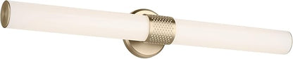 Kichler Sashi 32" LED Large Bath Bar with White Glass in Champagne Bronze, Modern, for Vanity, Fireplace, Buffet, Hallway, Vanity Mirror, (32" W x 5" H) 55193CPZLED