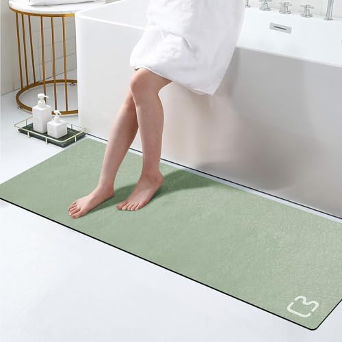 Extra Long Bathroom Runner Large Stone Bath Mats for Bathroom,17"x59"Sage
