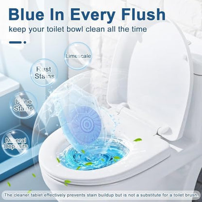 Msvvko Toilet Bowl Cleaner Tablets 60 Pack Blue Drops Tank Cleaner Septic-Safe for Daily Maintenance
