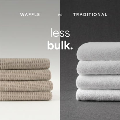 S&T INC. Aura Waffle Bath Towels, 4 Pack, 30" x 60", Beige