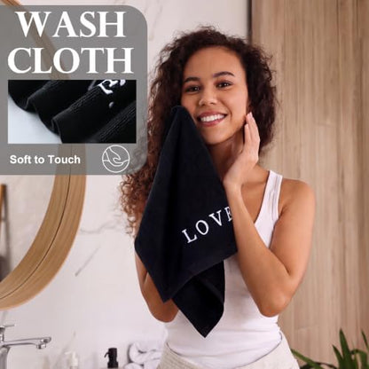 Hahafelt Decorative Bathroom Towel Set, Black