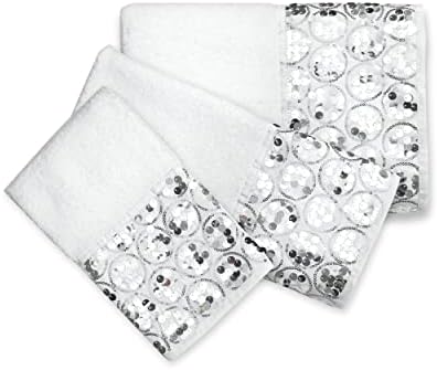 Zahari Home Sinatra Modern Bathroom Towel Set - 3 Piece Luxury Contemporary Decor Bling White Bath Towel Sets Soft, Plush and Highly Absorbent