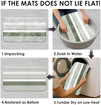 Bathroom Sets with Shower Curtain and Rugs, 4 Pcs, Sage Green