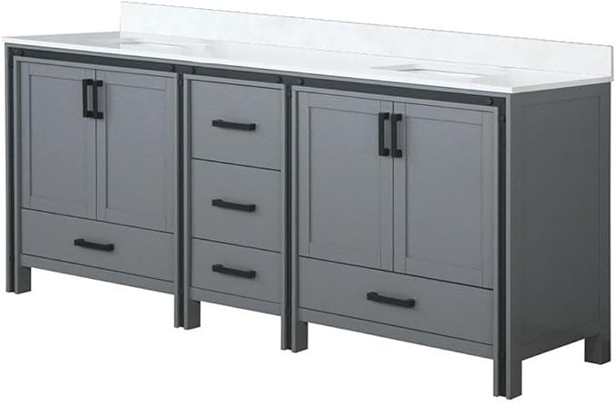 Ziva 84 in W x 22 in D Dark Grey Double Bath Vanity and Cultured Marble Top
