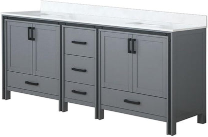 Ziva 84 in W x 22 in D Dark Grey Double Bath Vanity and Cultured Marble Top