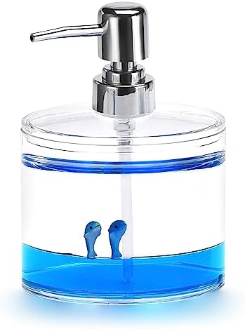 Locco Decor 5 Piece Acrylic Liquid 3D Floating Motion Bathroom Vanity Accessory Set Ocean Cartoon Animal Theme Dolphin Toothbrush Holder, Tumbler, Soap Dispenser, Soap Dish, Toiletbrush Holder Set