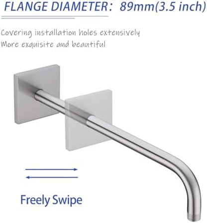 Shower Arm, Extra Extension Arm with Flange, Stainless Steel Wall-Mounted Showerhead Extender Pipe,16 Inch Brushed Nickel Finish,SW-91018-16BN-SQ.