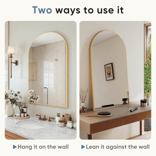 NEWBULIG 32"X30" Arched Bathroom Mirror for Over Sink, Wall Vanity Mirror