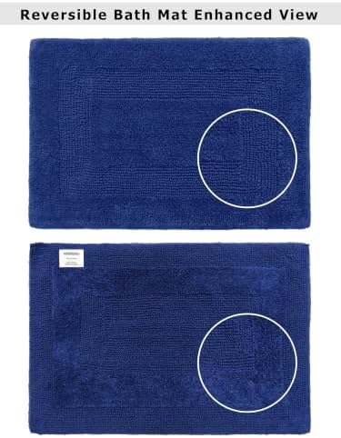 COTTON CRAFT Bath Rugs - 2 Pack Large 20x30 Soft Plush Bath Mats - Blue
