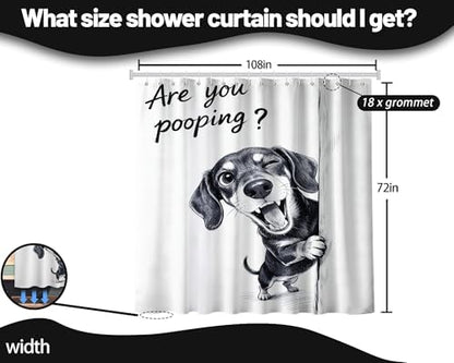Extra Long Shower Curtain Funny Dachshund Clawfoot Tub, 108 x 72 in