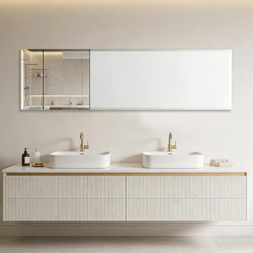 Frameless Full Length Mirror for Wall, 55x16 Inch Bathroom Vanity Mirror