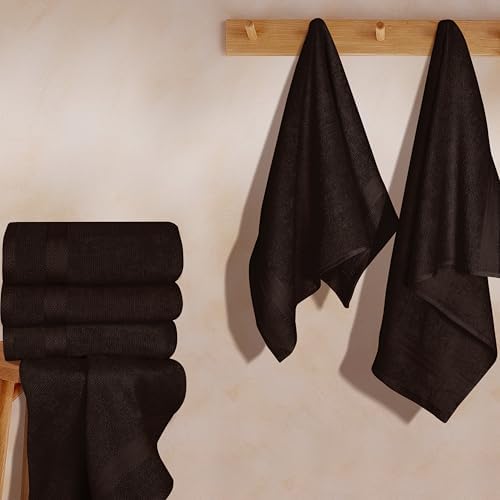 GLAMBURG Ultra Soft 6-Piece Hand Towel Set 16x28-100% Ringspun Cotton - Durable & Highly Absorbent Hand Towels - Ideal for use in Bathroom, Kitchen, Gym, Spa & General Cleaning - Chocolate Brown