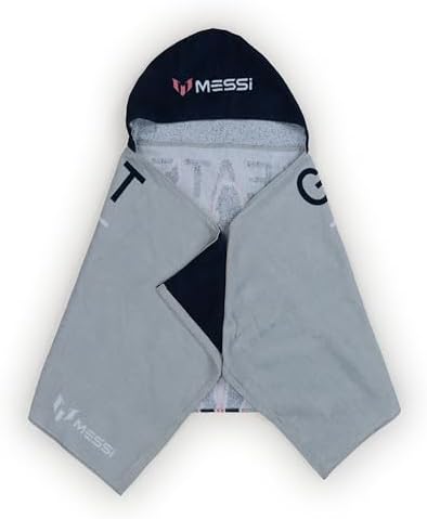 Jay Franco Messi Kids Hooded Towel Bath Wrap for Boys, Grey