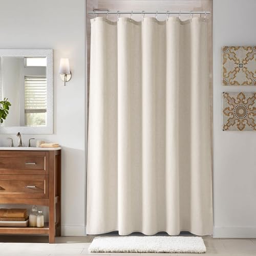 Naturoom Linen Shower Curtain 54x78 Inch for Bathroom Light Tan 1 Panel