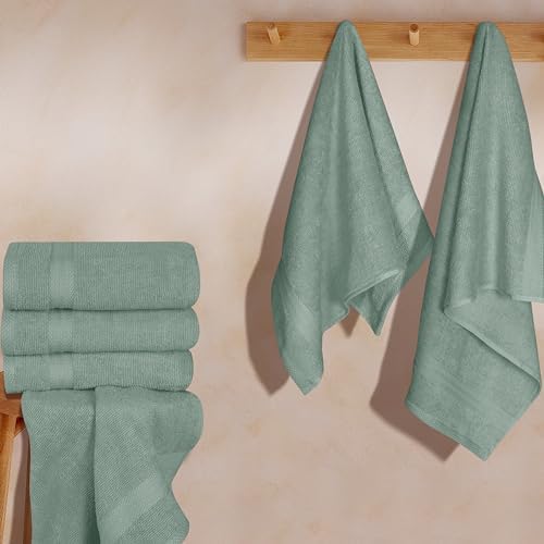 GLAMBURG Ultra Soft 6-Piece Hand Towel Set 16x28-100% Ringspun Cotton - Durable & Highly Absorbent Hand Towels - Ideal for use in Bathroom, Kitchen, Gym, Spa & General Cleaning - Jade