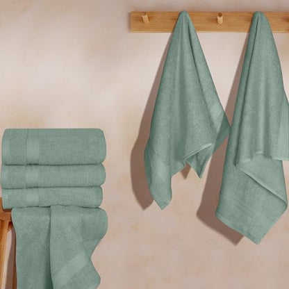GLAMBURG Ultra Soft 6-Piece Hand Towel Set 16x28-100% Ringspun Cotton - Durable & Highly Absorbent Hand Towels - Ideal for use in Bathroom, Kitchen, Gym, Spa & General Cleaning - Jade