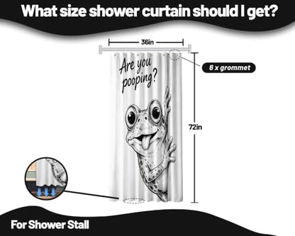 Small Stall Narrow Shower Curtain 36 x 72 Inch Funny Frog Stand Up Cool Hilarious Shower Curtains for Rv Camper Bathroom Decor Sets, Waterproof Cloth Fabric with Hooks