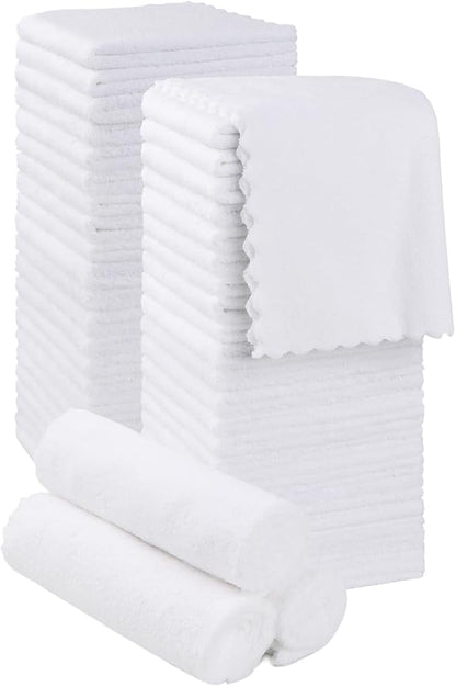 Orighty Washcloths 48 Pack, Ultra Soft Face Towels 12 x 12 inch | Absorbent & Quick Drying Coral Velvet Wash Cloths Bulk, Multi-Purpose Face Cloth for Household, Cleansing and Sport (White)
