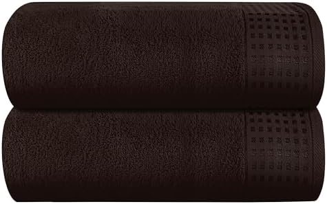GLAMBURG 100% Cotton Oversized 2 Pack Bath Sheets 35x70, Ultra Soft Highly Absorbant Compact Quickdry & Lightweight Large Bath Sheet Set, Ideal for Gym Travel Camp Pool - Chocolate Brown
