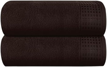 GLAMBURG 100% Cotton Oversized 2 Pack Bath Sheets 35x70, Ultra Soft Highly Absorbant Compact Quickdry & Lightweight Large Bath Sheet Set, Ideal for Gym Travel Camp Pool - Chocolate Brown