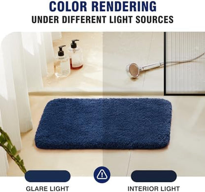 TECHMILLY Super Soft Shaggy Bathroom Rugs, Absorbent Thick Non Slip Microfiber Bath Rugs, Quick Dry Machine Washable Bath Mat for Bathroom Floor, Bathtub and Shower 17"x24"
