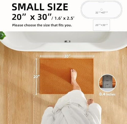 TYUU Bathroom Rugs Non Slip Washable, Super Absorbent Thin Bath Mat Small Quick Dry Low Pile Bathroom Rug, Orange 20"x30"