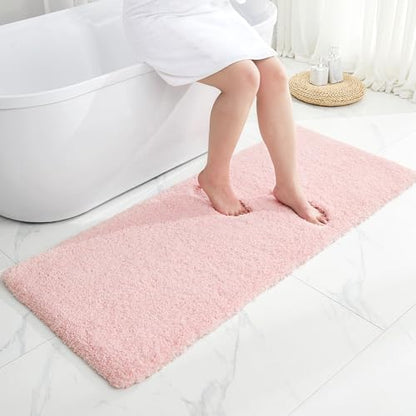 Disolla Pink Bathroom Rug 24x48 - Non-Slip Plush Thick Bath Mat, Highly Absorbent & Ultra Soft Fluffy Floor Mat, Machine Washable for Shower and Tub