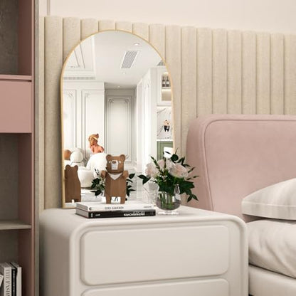 Wall Mounted Mirror, Arched Wall Mirror for Bathroom, 24"x36" Arch Bathroom Mirror with Metal Frame, Gold Vanity Mirror Decor for Mantle, Bedroom, Entryway, Living Room