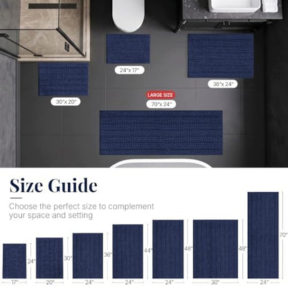 Bcoimo Bath Rug Mat,Chenille Extra Soft Navy Bathroom Floor Shower Tub Mats