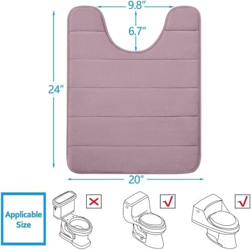 Buganda Memory Foam U-Shaped Toilet Rugs 24 x 20, Absorbent Bathroom mat