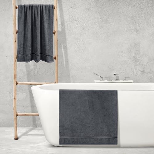 MyOwn Ultra Soft 4 Pack Oversized Bath Towel Set 27x54 inches, 100% Cotton Bath Towels, Highly Absorbant Compact Quickdry & Lightweight Towel, Ideal for Gym Travel Camp Pool - Charcoal Grey