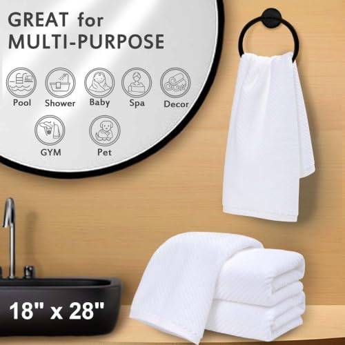 VOOVA & MOVAS White Hand Towels 4PC, 100% Cotton, 18x28 in