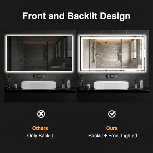 30x55 LED Bathroom Mirror with Lights, Lighted Vanity Mirror for Wall
