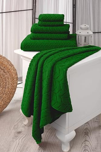 BAGNO MILANO Turkish Cotton Bath Towels, Hand Towels - Soft Plush Jacquard Collection Luxury Towels Set (Royal Green, Bath Sheet 35x70)
