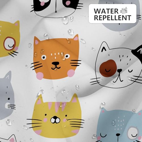 APROPHIC Cute Cat Shower Curtain for Bathroom Decor, Funny Bathroom Curtain Set, Cat Lovers Cute Cartoon Colorful Waterproof Fabric Shower Curtain with Hooks Machine Washable 72x72 in