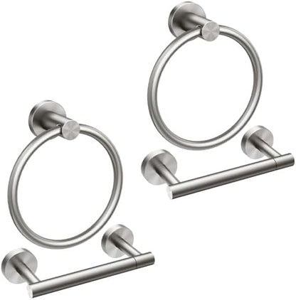 FORIOUS Toilet Paper Holder and Towel Ring Set, Bathroom Accessories Set
