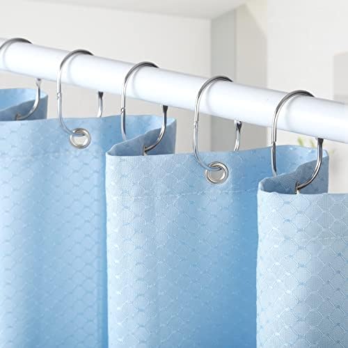 Goowin Shower Curtain Rings, 12 Pcs Shower Curtain Hooks, Oval Snap Shower Rings for Curtain, Metal Shower Curtain Rings Rust Proof, Glide Smoothly Shower Hooks for Shower Curtain Rod (Chrome)