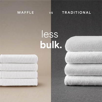 S&T INC. Aura Waffle Bath Towels, 4 Pack, 30" x 60", White