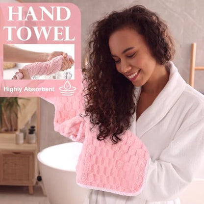 Hahafelt Decorative Bathroom Towel Set,Pastel Tricolor, Coral Fleece