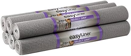 EasyLiner Select Grip Shelf Liner - Easy to Install & Cut to Fit - Non Slip, Non Adhesive, Drawer Shelf & Cabinet Liner for Kitchen, Bathroom, Pantry Cupboards - 20in. x 6ft. - Grey - 6 Rolls