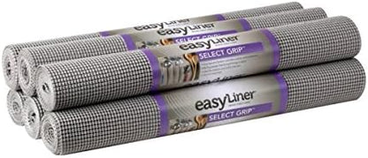 EasyLiner Select Grip Shelf Liner - Easy to Install & Cut to Fit - Non Slip, Non Adhesive, Drawer Shelf & Cabinet Liner for Kitchen, Bathroom, Pantry Cupboards - 20in. x 6ft. - Grey - 6 Rolls