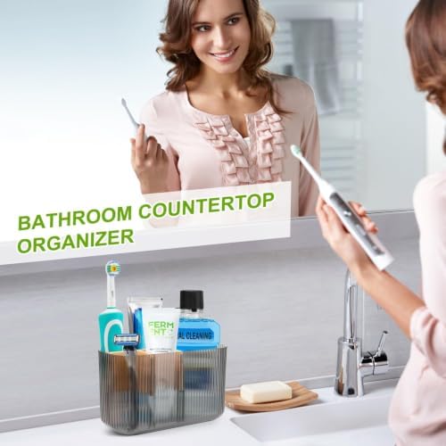 GFWARE Clear Acrylic Toothbrush Holder, 5 Slots Bathroom Storage Organizer