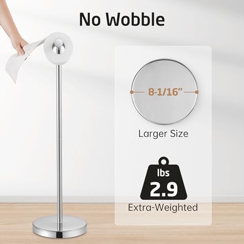 KES Toilet Paper Holder Stand, 26" H, Polished, T304 Stainless Steel