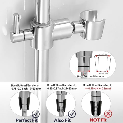 Shower Slide Bar Adjustable Handheld Shower Head Holder Wall Mount - 15inch All-Metal Shower Head Slide Bar Compatible with Bathroom Drill Free Glue Installation - Polished Chrome