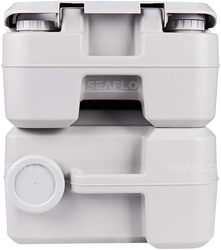SEAFLO Premium Camping Portable Toilet - 5.8 Gallon Waste 3.43 Gall Fresh Tank (100 Flushes), 440 lbs Max Weight, Level Indicator, Sealed Waste Tank for RV, Boat, Elderly, Off-Grid, 4-Year Warranty