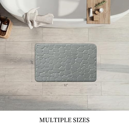 YIHOUSE Memory Foam Bath Mat Cobblestone Bathroom Rugs Super Water Absorbent Bath Mats for Bathroom Machine Washable Bath Rugs(20x32,Light Gray)