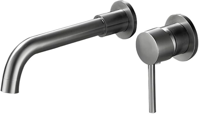 Faucet Modern Brass Mounted Bathroom Basin Faucet Concealed Wall Sink 360° Swivel Spout Hot and Cold Water Bathtub Tap(Gun Gray) Faucet